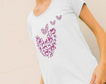 Greyhound T-shirt Womens Love Hearts Sighthound Shirt