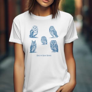 Owls Of Great Britain Unisex T Shirt Owl T-Shirt Bird Lovers Shirt
