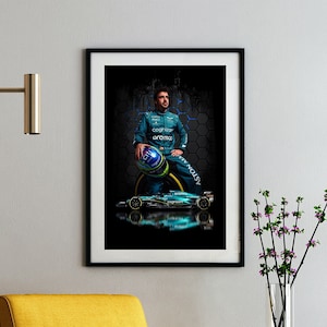 Fernando Alonso / Aston Martin Formula 1 Poster Print / Sin marco / Descarga digital
