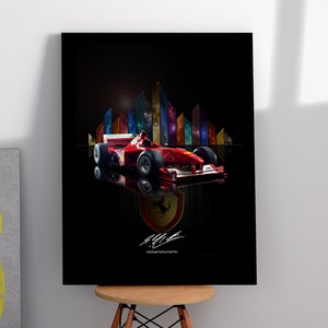 Michael Schumacher Ferrari Formula 1 Car Poster Print | Abstract Wall Art | Digital Download