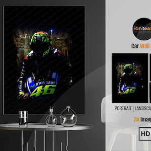 Valentino Rossi Poster, MotoGP Wall Art, Digital Wall Art, 3 Versions, Valentino Rossi Wall Art Print, Motorcycle Fan Gift