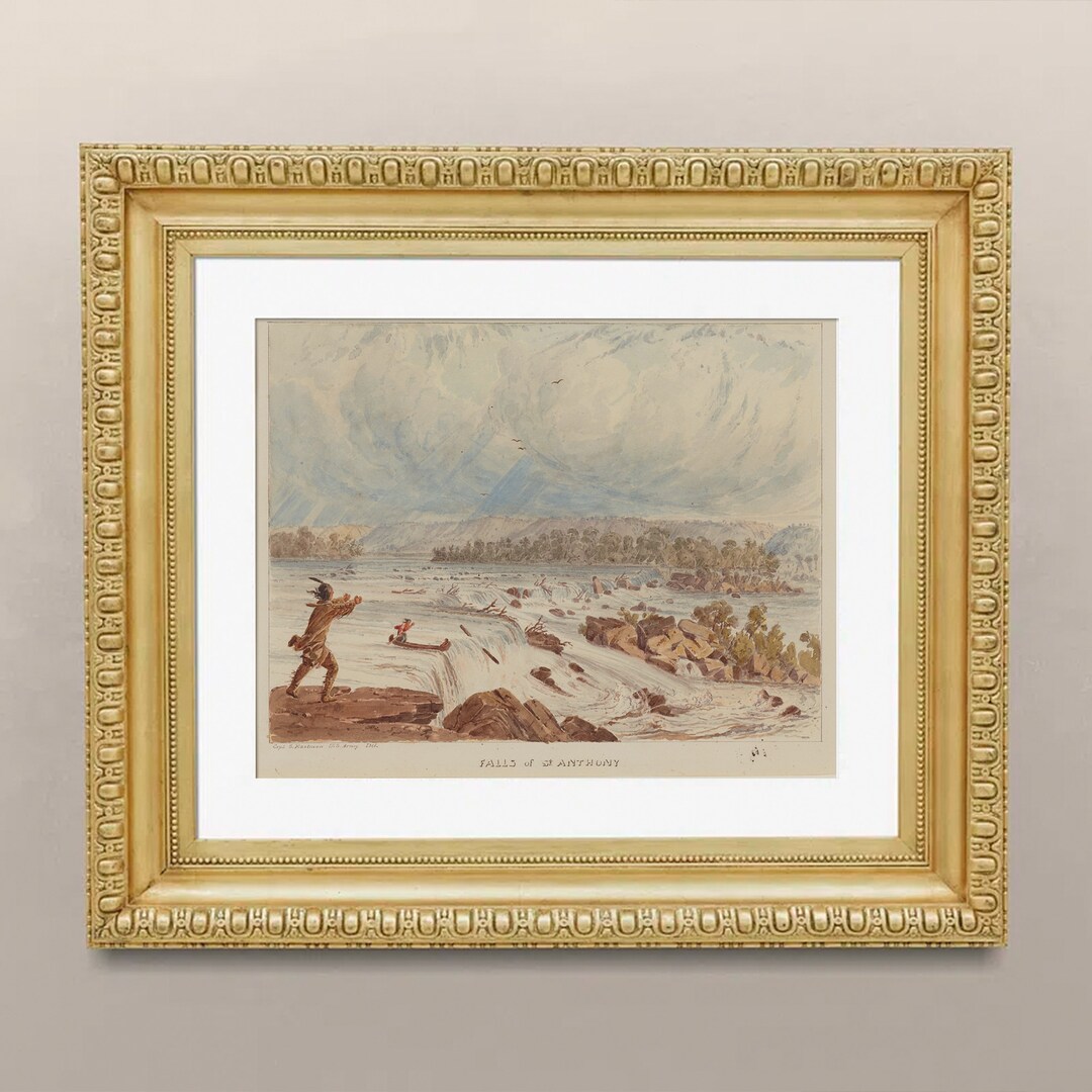 Vintage Watercolor Print of Saint Anthony Falls by Seth Eastman ...