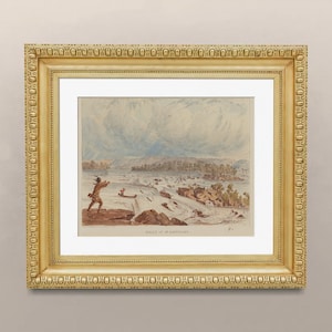 Vintage Watercolor Print of Saint Anthony Falls by Seth Eastman - Digital Download - c. 1880 - Digitally Enhanced and High Resolution