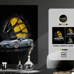Lamborghini Huracan Poster, Abstract Car Art Print, Car Wall Decor Download, Sports Car Digital Art, digital wall art