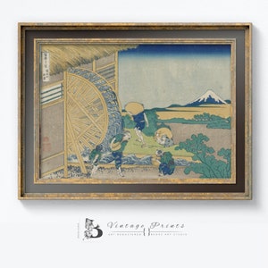 Hokusai’s Waterwheel at Onden - Vintage Japanese Art Print - Digital Download - c. 1885 - Digitally Enhanced and High Resolution