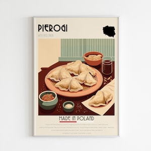 Pierogi Poster, Food Print, Modern Kitchen Decor, Polen Food, Chef Print, Cafe Poster, Vintage Wall Art, Bar Art, Digitale Print