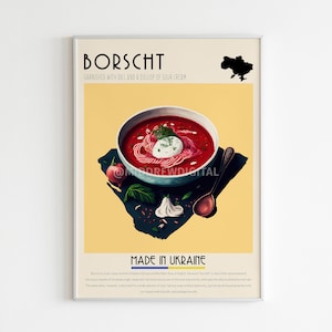 Borscht Soup Poster, Ukraine Food Print, Kitchen Wall Art, Bar Art, Kitchen Art, Ukrainian Cuisine Poster, Cafe Wall Print, Digital Print