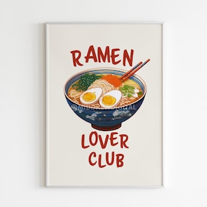 Ramen Lover Club Poster,Ramen Print,Japanese Food Art,Food Lover Wall Decor,Ramen Poster,Perfect For Kitchen,Cafe Decor,Foodie Digital Print