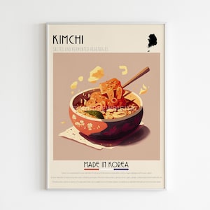 Kimchi Poster, koreanisches Essen, moderne Küchenkunst, Cafe Wanddekor, Koch Poster, Bar Kunst, Vintage japanische Kunst, asiatisches Poster, Digitaldruck