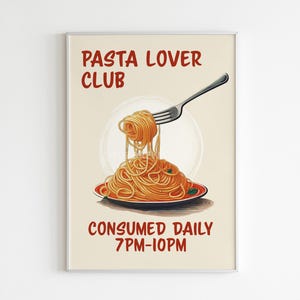 Pasta Poster, Pasta Lover Print, Pasta Kitchen Art,Food Lovers Wall Decor,Italian Spaghetti Poster,Retro Cafe Art,Vintage Food,Digital Print