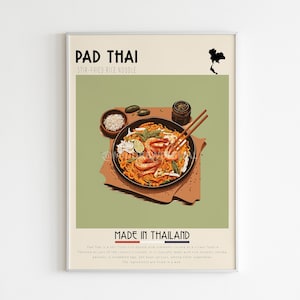 Pad Thai Poster, Thailand Food Print, Küche Wandkunst, Restaurant Druck, Cafe Dekor, Bar Art, Vintage Poster, japanisch, koreanisch, Digitaldruck