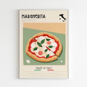 Margherita Poster, Italian Food Poster, Cafe Print, Retro, Vintage Print, Digital Print, Bar Art Kitchen Wall Art High Quality Printable