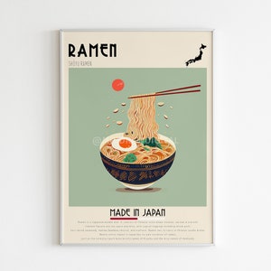 Ramen Poster, Japanischer Druck, Food Poster, Cafe Wandkunst, Retro, Vintage Print, Digitaldruck, Bar Art Küche Decor, Printable