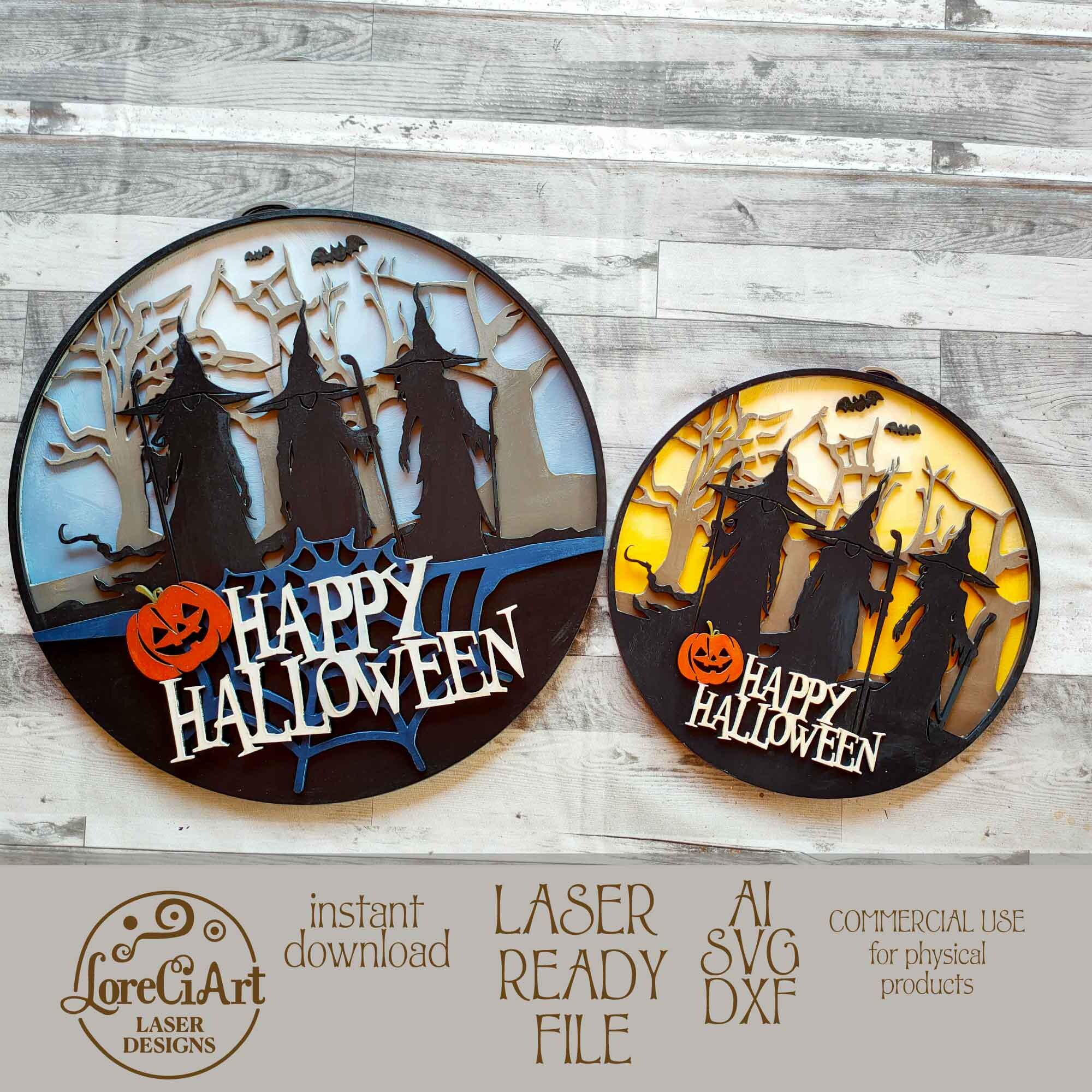 Halloween door sign SVG laser cut files for Halloween porch sign  Halloween decoration Halloween door hanger for home