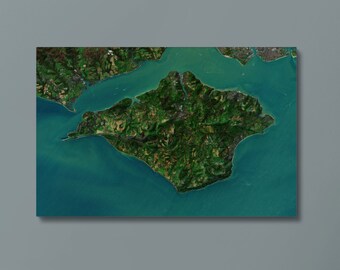 Isle of Wight Canvas / Imágenes satelitales renderizadas en 3D / Mapa en relieve de alta resolución / Arte mural