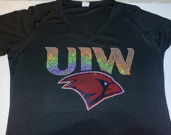 Spangle Cardinal bird inspired WOMEN'S BLING Vnecks