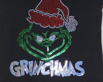 Spangle Merry Grinchmas inspired vneck