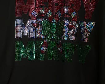 MERRY! Spangle women’s bling long sleeve vneck size Medium