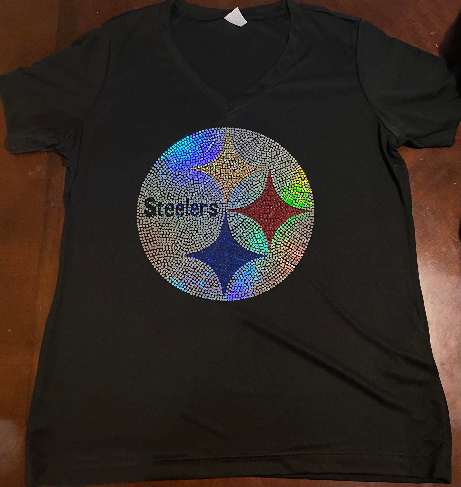 Spangle Pittsburg inspired WOMEN'S BLING vneck