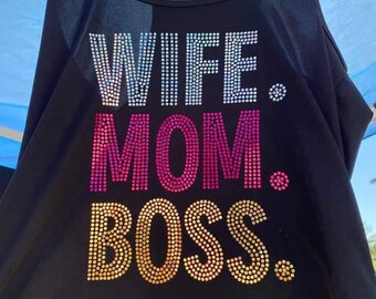 Spangle WIFE.MOM.BOSS.Women's bling.