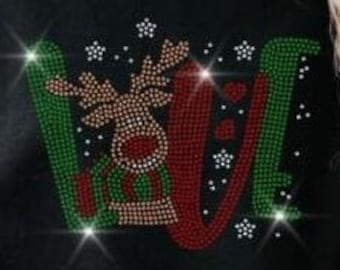 Spangle LOVE Reindeer VNECK tee