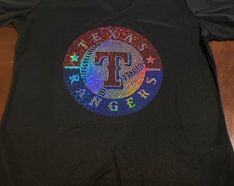 Spangle baseball inspired women's VNECK BLING