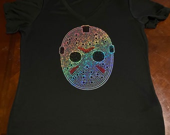 Spangle horror inspired bling women's vneck tees