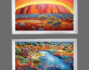 3 Original Beautiful Native Australian Aboriginal Prints Bundle of 3 digital prints Eclectic cultural art storytelling art set