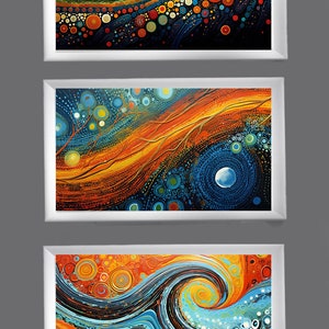 3 Original Schöne Native Australian Aboriginal Prints Bündel von 3 Digitaldrucken Eklektisches kulturelles Kunst-Set zum Geschichtenerzählen