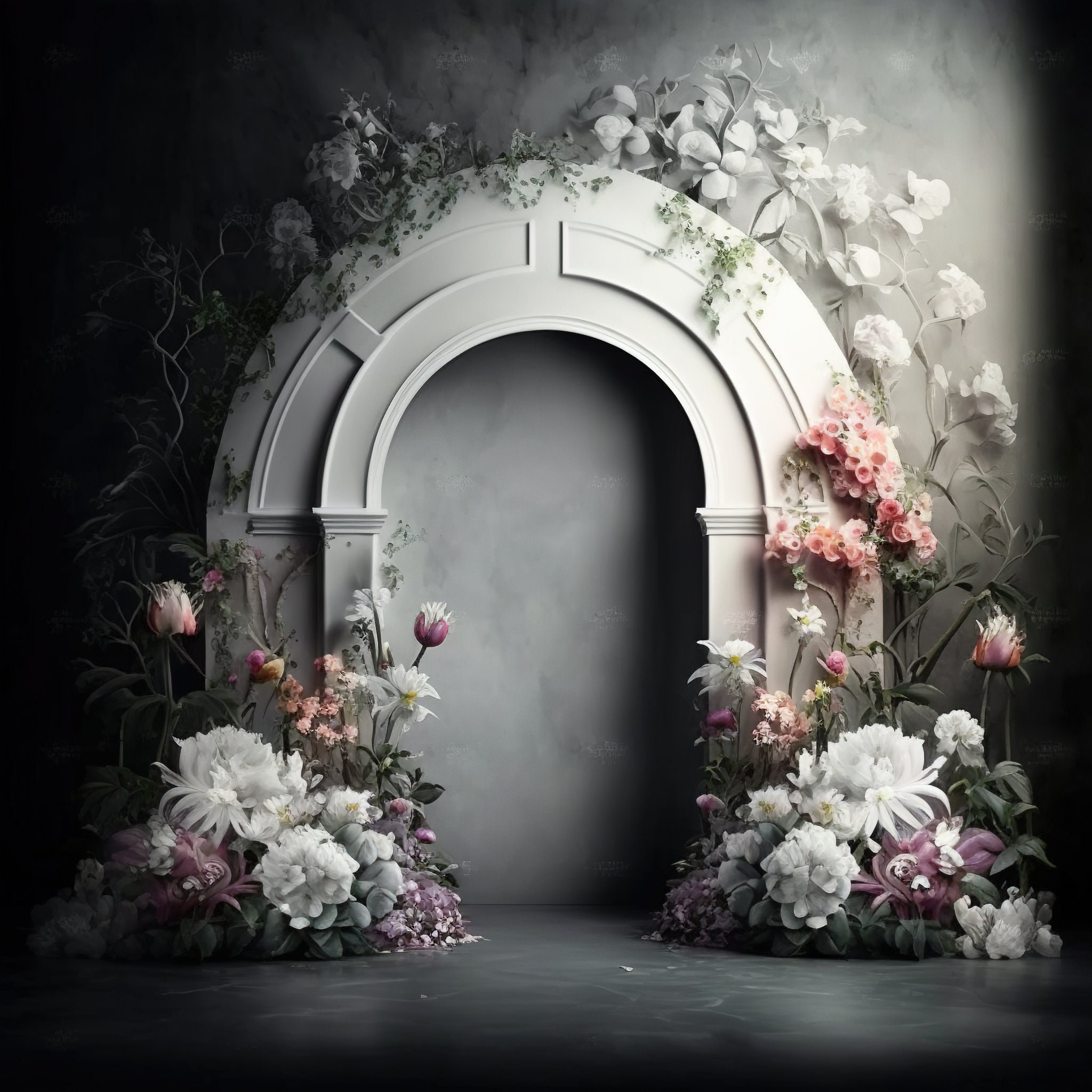Overlooking Design Backdrop Creatively Designed Floral Arches Digital Backdrop Overlays: Maternity ...