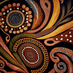 8 Original-Kunstdrucke der australischen Ureinwohner Aborigines im Set mit 8 Digitaldrucken