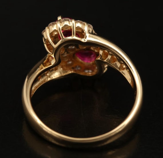 18K Double Pear Shaped Ruby & Diamond Ring - image 5