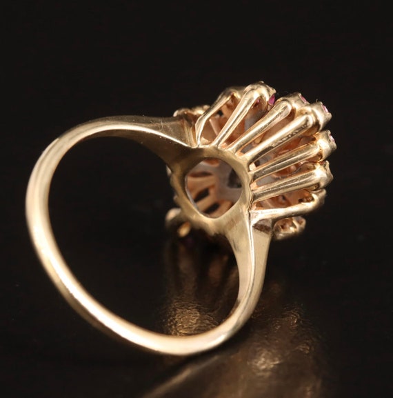14K Ruby & Diamond Cluster Navette Ring - image 6
