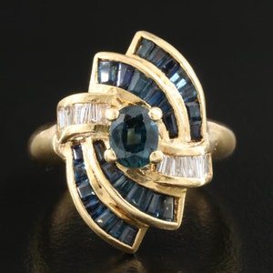 18K Art Deco Sapphire & Diamond Ring