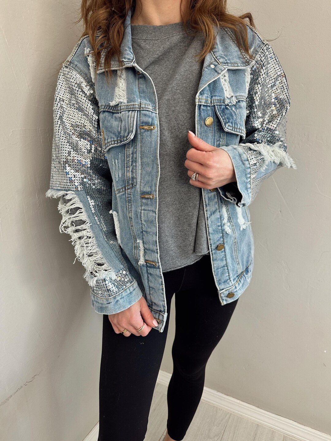 Sequin Detail Loose Jacket