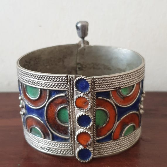 Bracelet Manchette Berbère En Argent – Bijou Ethnique Vintage, Occasion En Bon état