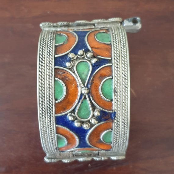 Bracelet Manchette Berbère En Argent - Bijou Ethnique Vintage, Occasion