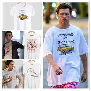 Peter Parker's Cool T-Shirts, Tom Holland Spider-Man I Survived My Trip to NYC Find X Pizza Shirts, Men's and Women's Sizes (col-101)