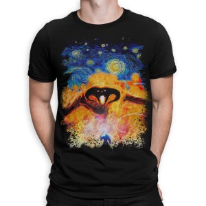 Balrog vs Gandalf Starry Night T-Shirt, J. R. R. Tolkien Shirt, Men's and Women's Sizes (MUV-124880)