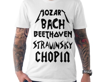 Classical Music Composers Rock T-Shirt, Mozart Bach Beethoven Shirt, Men's and Women's Sizes (bc-220)