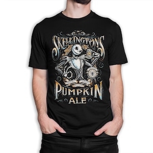Camiseta de Jack Skellington Pumpkin Ale, de Pesadilla antes de Navidad, tallas para hombre y mujer (bc-162)