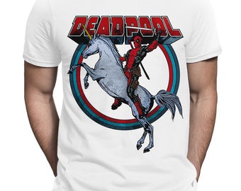 Camiseta de Deadpool montando un unicornio, tallas para hombre y mujer (bc-347)
