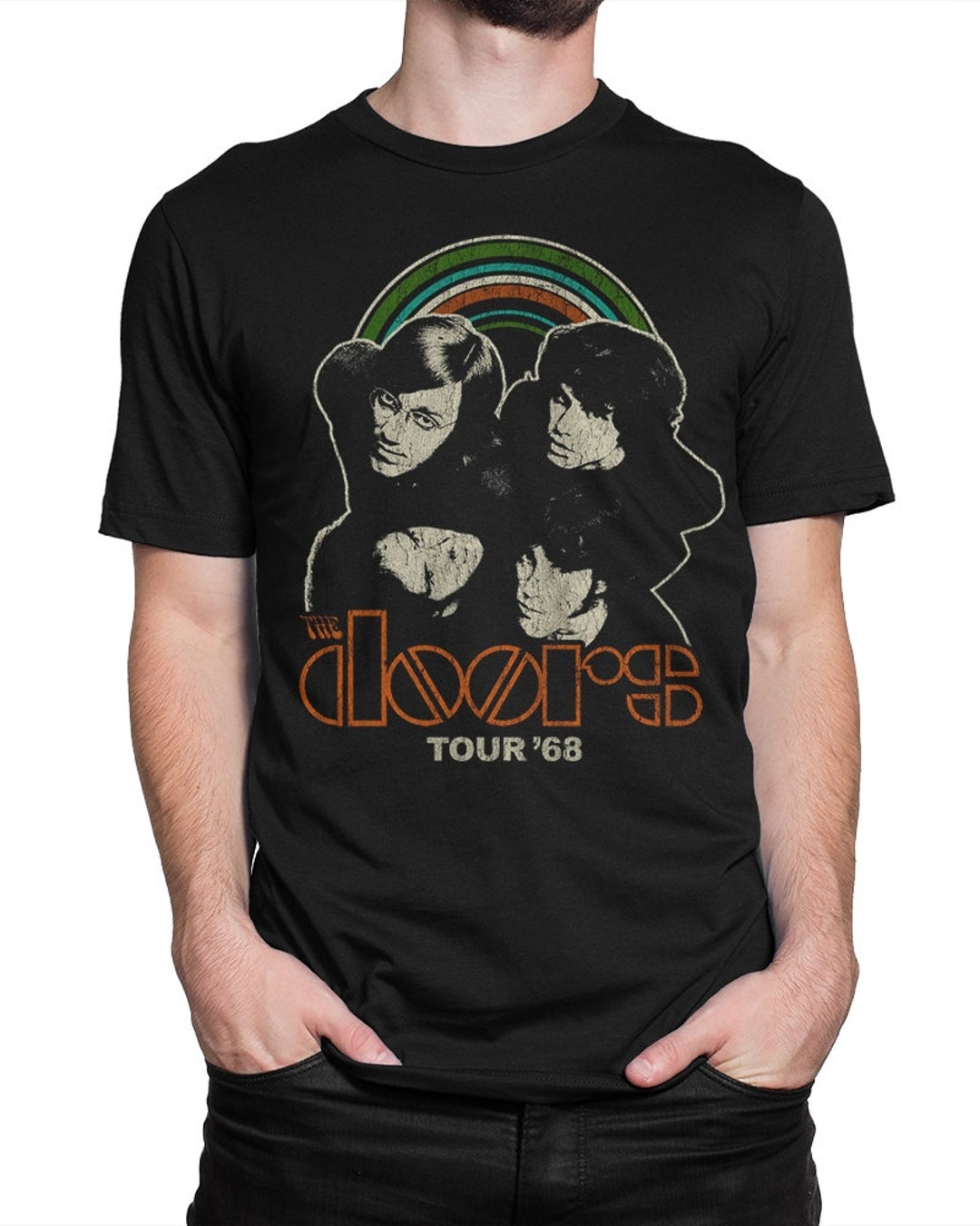 The Doors T-Shirt - 100% Cotton Black Crew Neck - Jim Morrison Rock Band Tee
