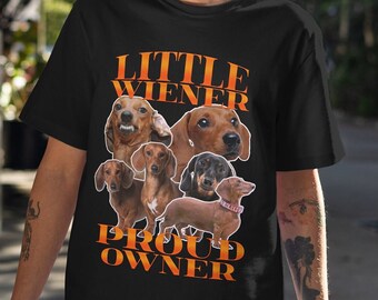 Camiseta Dachshund, regalo del propietario de Teckel, camiseta de fuente grande, dueño de un perro pequeño, camiseta divertida para perros Wiener, regalo para amantes de las mascotas, camiseta divertida de meme, camiseta peculiar