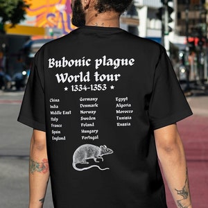 T-shirt unisexe, t-shirt humour noir offensant, t-shirt vintage, chemise maudite, t-shirt rat, t-shirt peste noire, chemise morbide drôle, t-shirt histoire image 1