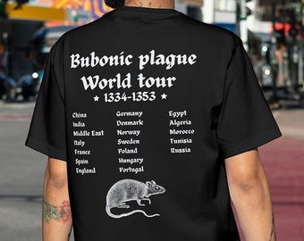 Camiseta unisex, camiseta ofensiva de humor oscuro, camiseta vintage, camisa maldita, camiseta de rata, camiseta de peste negra, camisa morbosa divertida, camiseta de historia