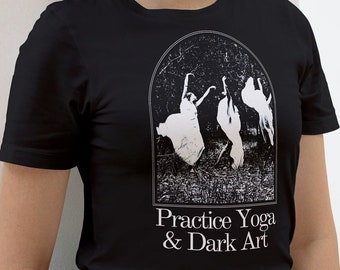 Camiseta de brujería, camiseta de yoga, moda de brujería, camiseta gótica divertida, tops espeluznantes, camiseta oculta, ropa alternativa, camiseta maldita,