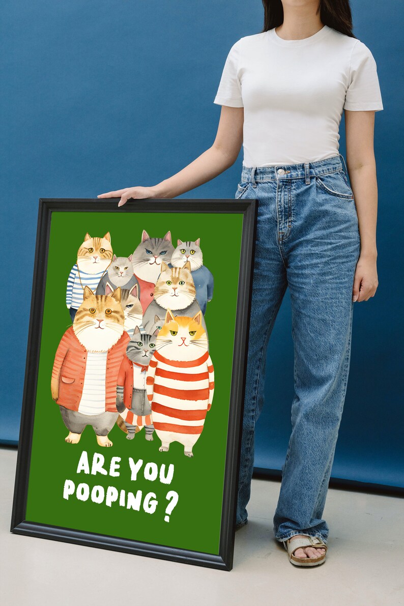 Funny Bathroom Decor, WC Wall Art, Maximalist Bathroom Wall Art, Preppy