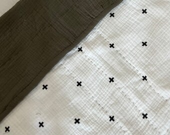 Hand Stitched Cotton Muslin Baby Quilt
