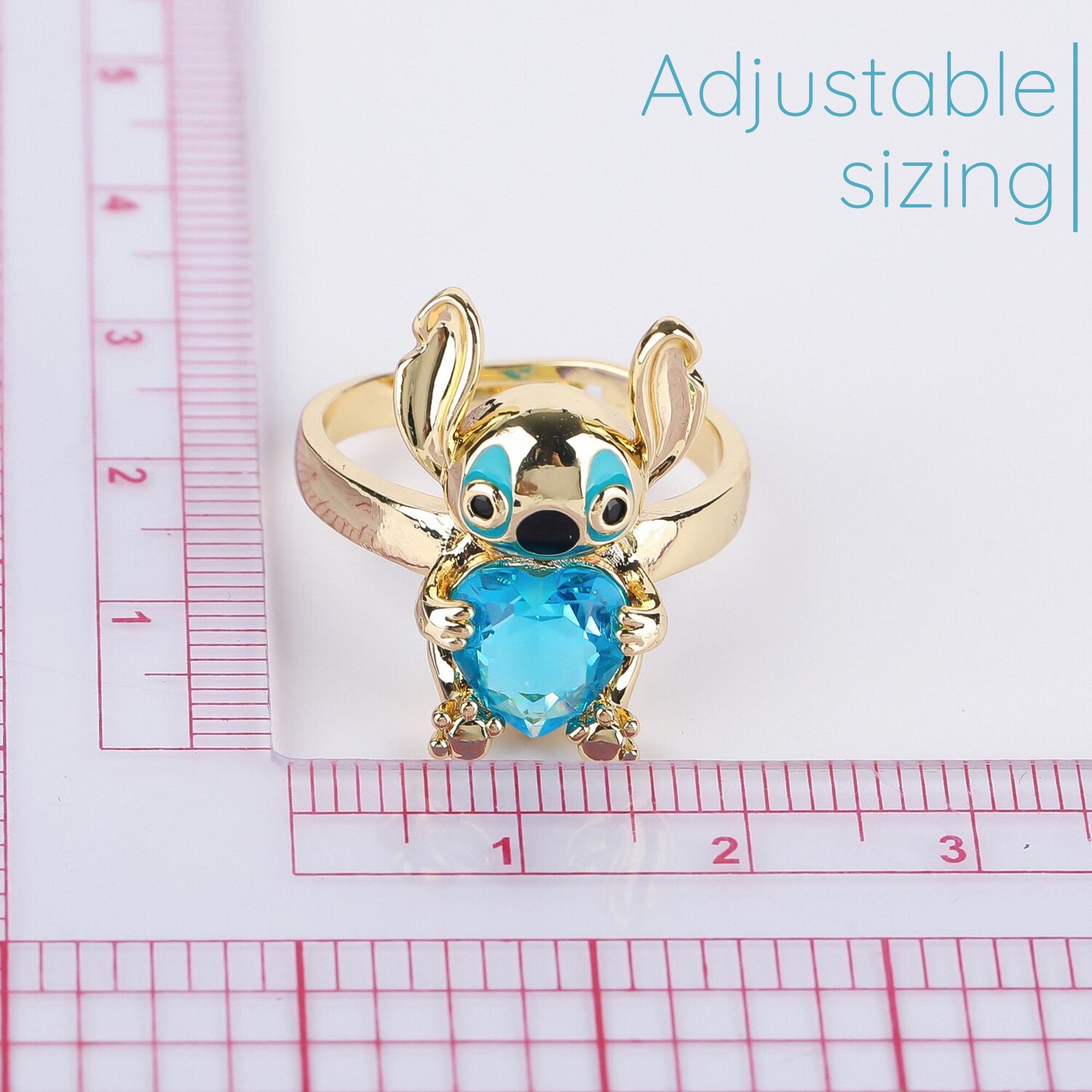 Disney Lilo & Stitch Opening Rings Cartoon Cute Stitch Adjustable Ring  Funny Separable Finger Jewelry for Women Multilayer Ring